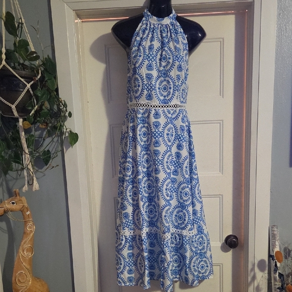 Cupshe Dresses & Skirts - Cupshe Blue and White Halter Maxi Dress